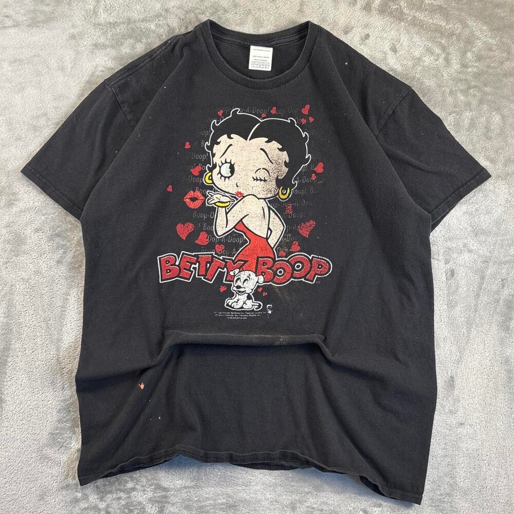 Vintage Distressed Betty Boop Classic Kiss Graphic T-shirt Size Large